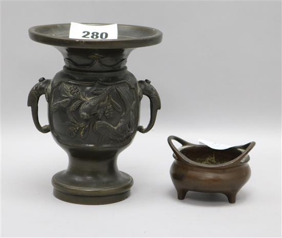 Two Chinese bronze censors 13cms